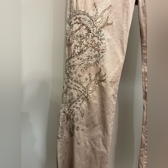 Lucky Brand Tan Embroidered Flare Pants - Picture 3 of 6